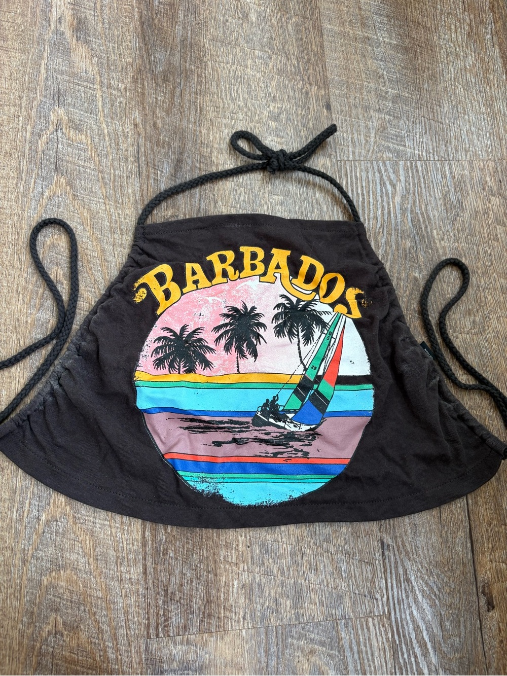 Black Barbados Graphic Halter Top